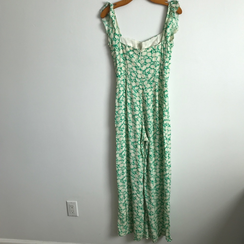 CAPULET WOMENS JUMPSUIT GREEN FLORAL WIDE LEG CORSET 4 - Picture 6 of 13